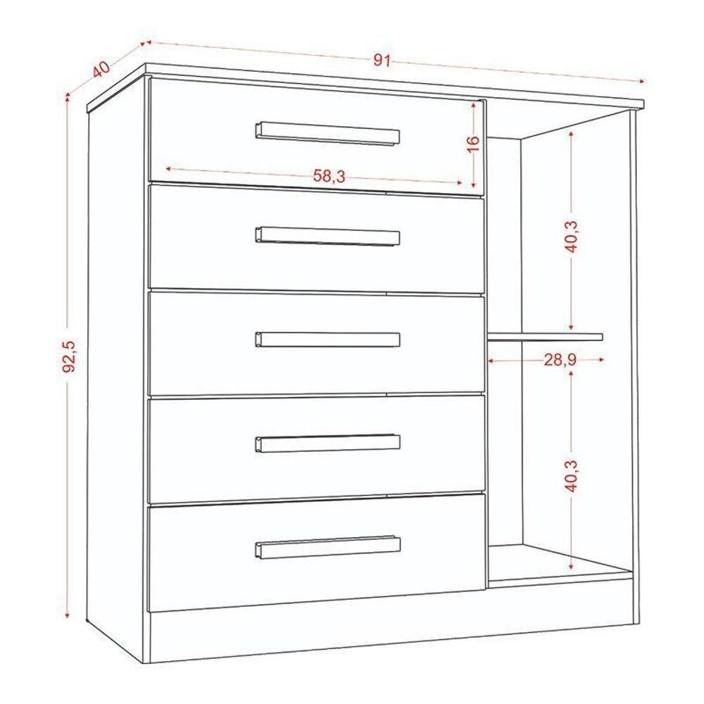 Detalhes do Cômoda Sapateira Milão 2014145 E Armário Multiuso New 2000192 Branco - Aramóveis