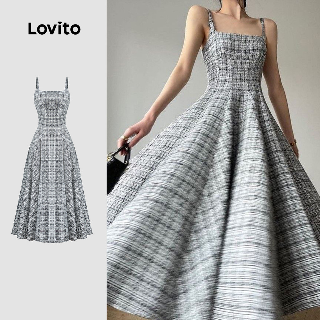 Lovito Estrutura de Vestido Elegante Linha Suave Ao Toque Vestido Cinza Primavera/Verão L137LD094 em Oferta na Shopee