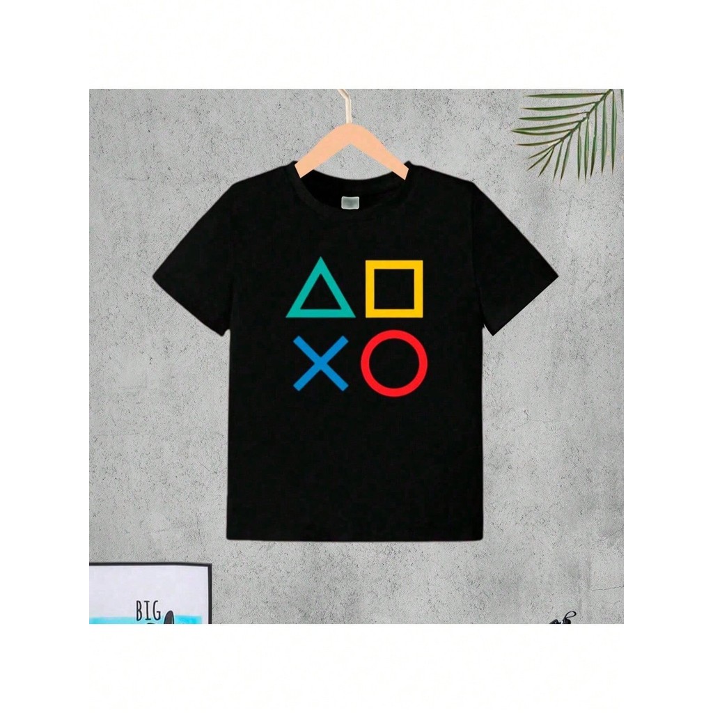 Camiseta Infantil Game Simbolo Menino Roupa Criança Masculino Verão Videogame