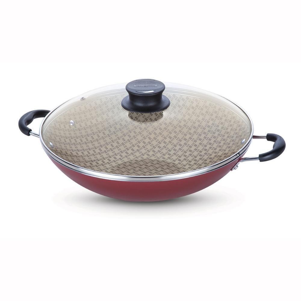Panela Wok Alumínio 36cm Paris Vermelho - Tramontina em Oferta na Shopee
