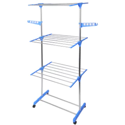 Varal De Roupa Aço Inox Dobrável Vertical Azul