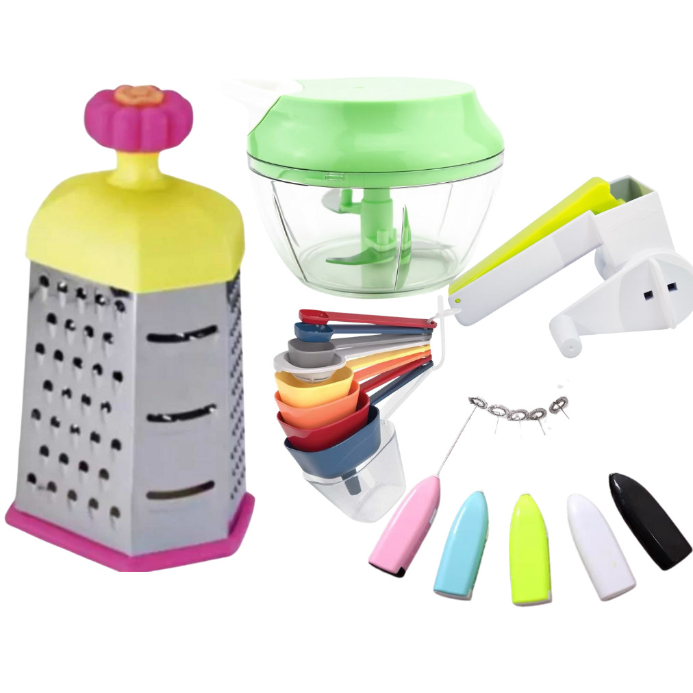 Kit 13 Peças Ralador Inox Processador Manual Ralador De Queijo Medidores E Mixer Misturador