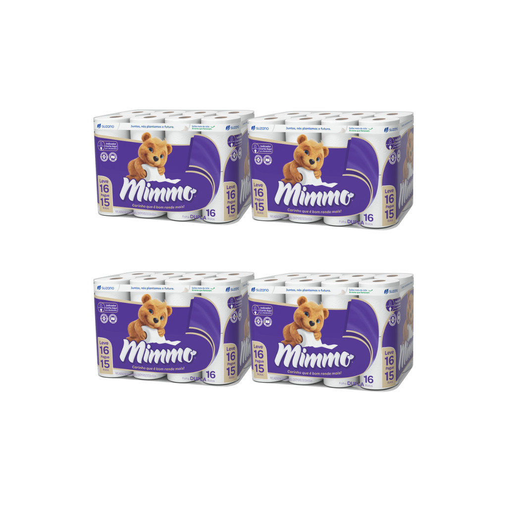 Papel Higiênico Folha Dupla 30m Leve 16 Pague 15 4x16 Mimmo