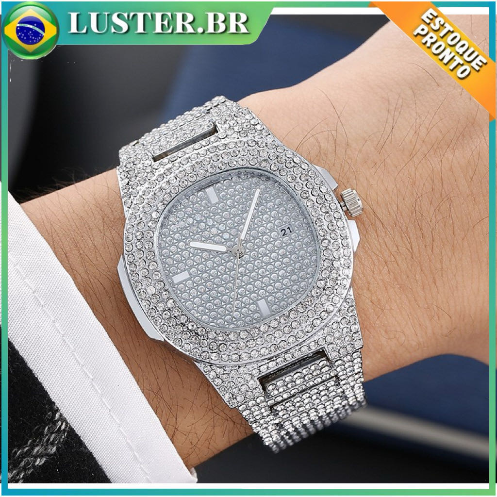 Relógio De Quartzo Diamante Unissex Feminino Masculino Senhoras Relógio Diamante Luxuoso Casual De Quartzo em Oferta na Shopee