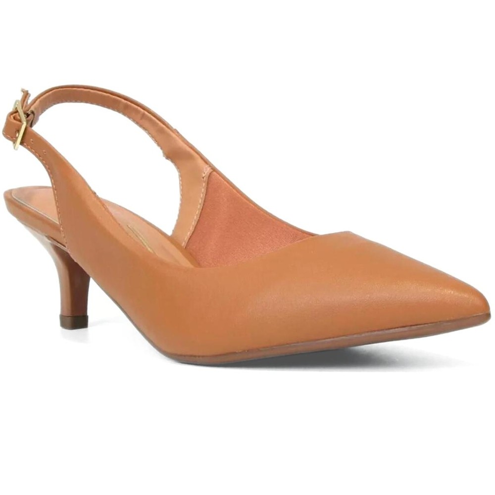 Scarpin Vizzano Slingback Bico Fino Salto Baixo em Oferta na Shopee
