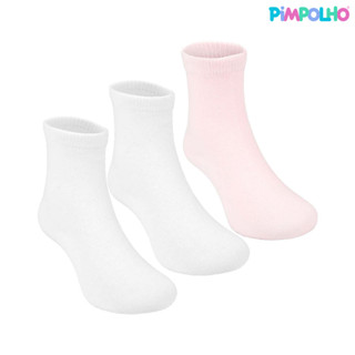 Kit 3 Pares Meia Lisa Cano Alto Algodão Branca Rosa Pimpolho em Oferta na Shopee