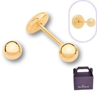 Brincos Infantil Rommanel Bolinha P Bebê Segundo Furo Original Banhado a Ouro Antialergico 520797