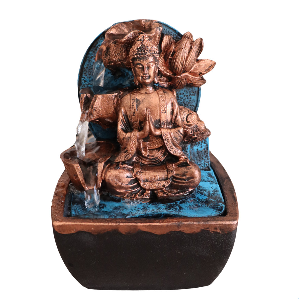 Fonte de Água Cascata Buda Meditando Prosperidade Decoração Casa Jardim