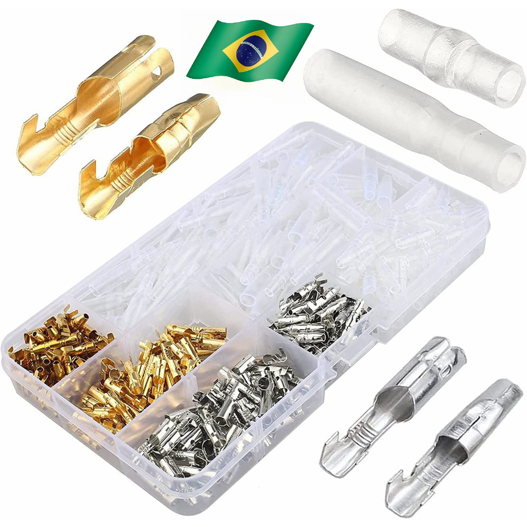 400/200Pçs Kit Latão Bala Conector Do Terminal 3.9mm Macho/fêmea Com Tampa De Manga Isolante em Oferta na Shopee