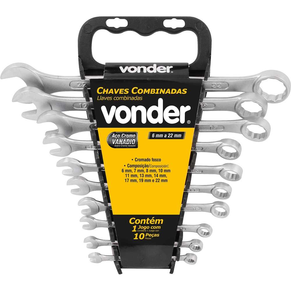 Jogo de Chaves Combinadas 6 mm a 22 mm 10 peças VONDER em Oferta na Shopee