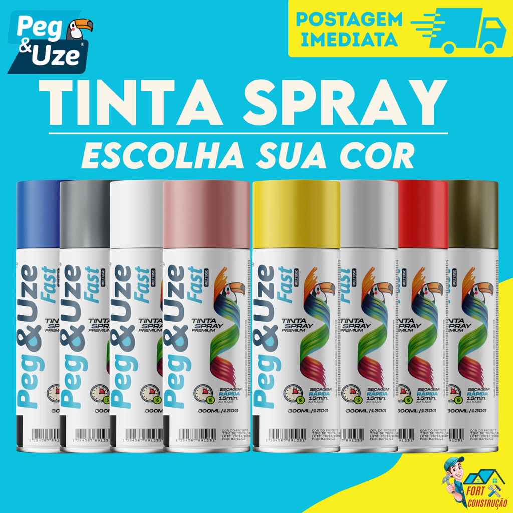 Tinta Spray Peg&Uze Premium 300ml Multiuso, Alta Cobertura, Secagem Rápida e Acabamento Profissional