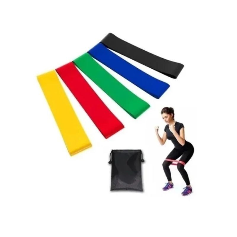 Kit 5 Faixas Elásticas Miniband 5 Níveis Para Treino Em Casa em Oferta na Shopee