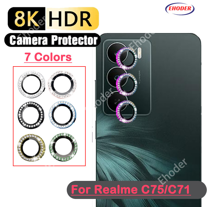 Filme Protetor De Anel De Metal Diamante Para Câmera Realme C71 C75 C75X 4G 5G 2025 Proteção De Cobertura Completa Realm