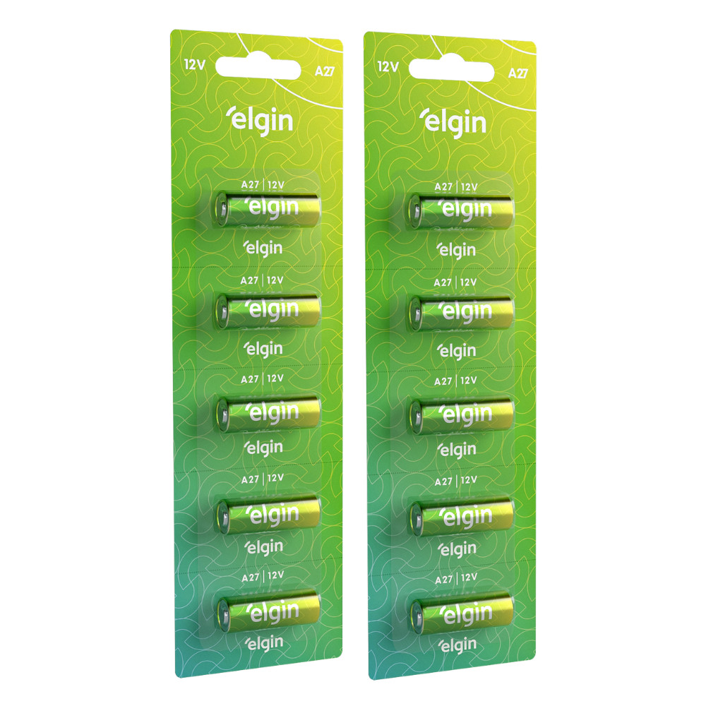 Kit 10 Baterias Pilha Alcalina A27 12V Controle Portão Elgin em Oferta na Shopee
