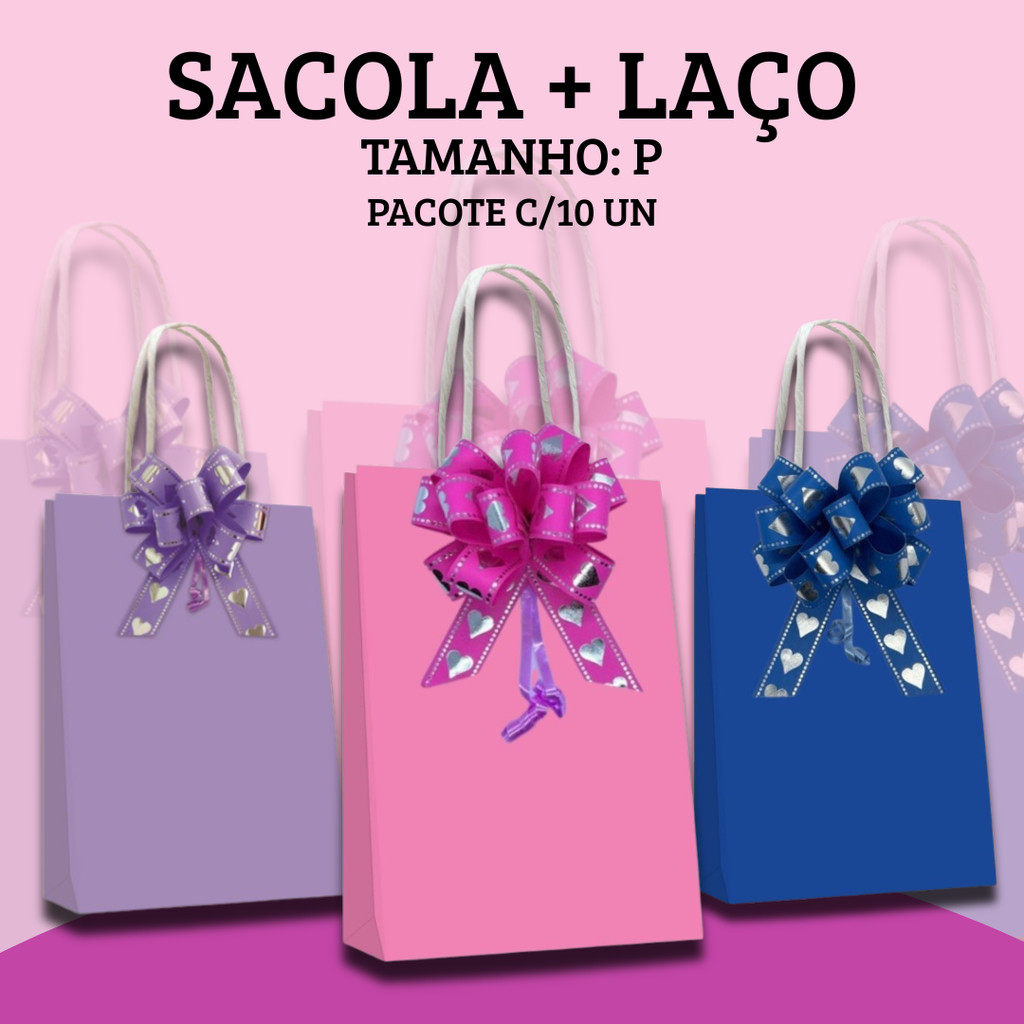 Sacola Mágica P + Laço Flor Pacote com 10 unidades