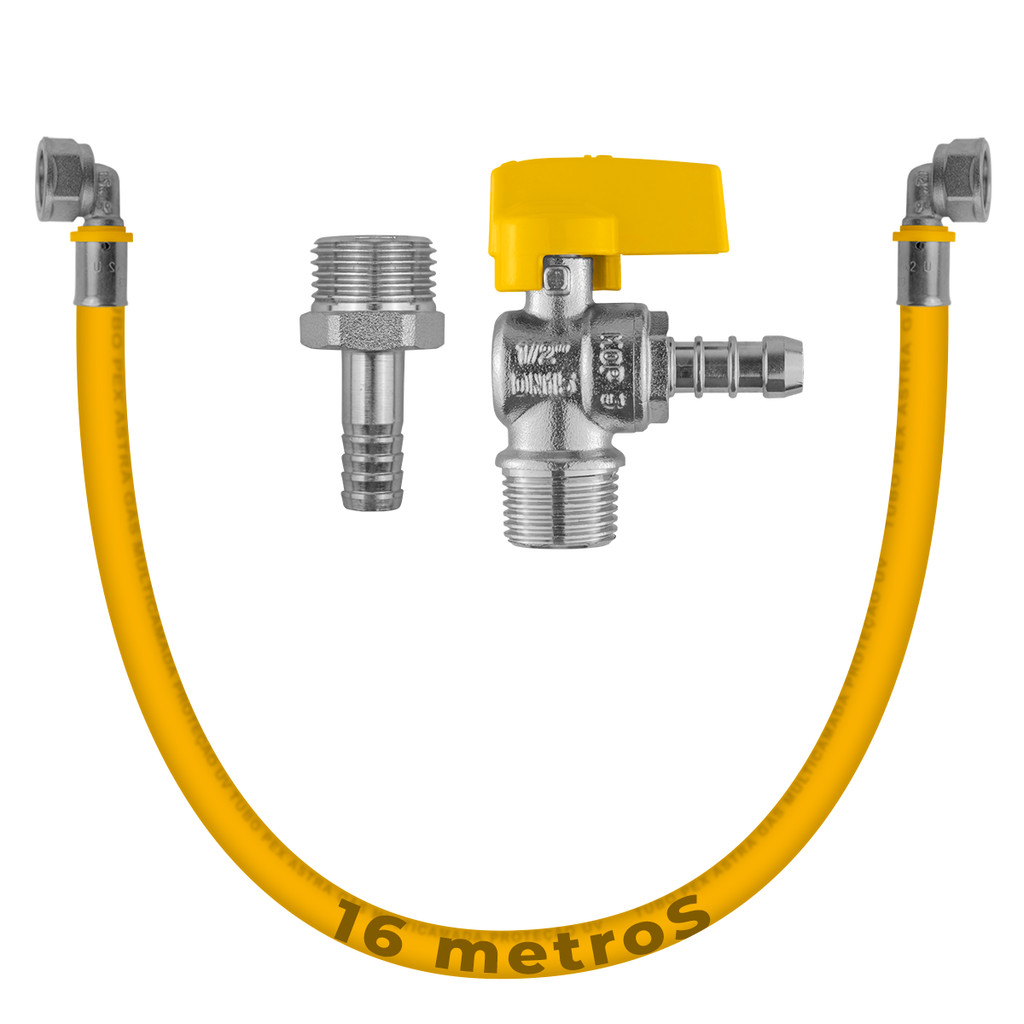 Kit 16 Metros Tubo Pex Mangueira Gás 16mm Cotovelos Registro Adaptador Tubulação Botijão Cooktop