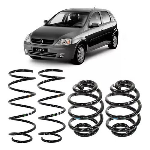Kit 4 MOLA  Corsa Joy / Maxx / Premium 2002 a 012 + Frente Montana – Suspensão Reforçada ...