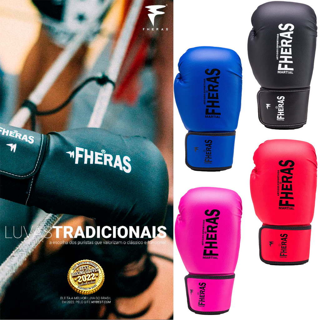 Kit Luva Fheras Tradicional Treino Luta Boxe Muay Thai + Mochila em Oferta na Shopee