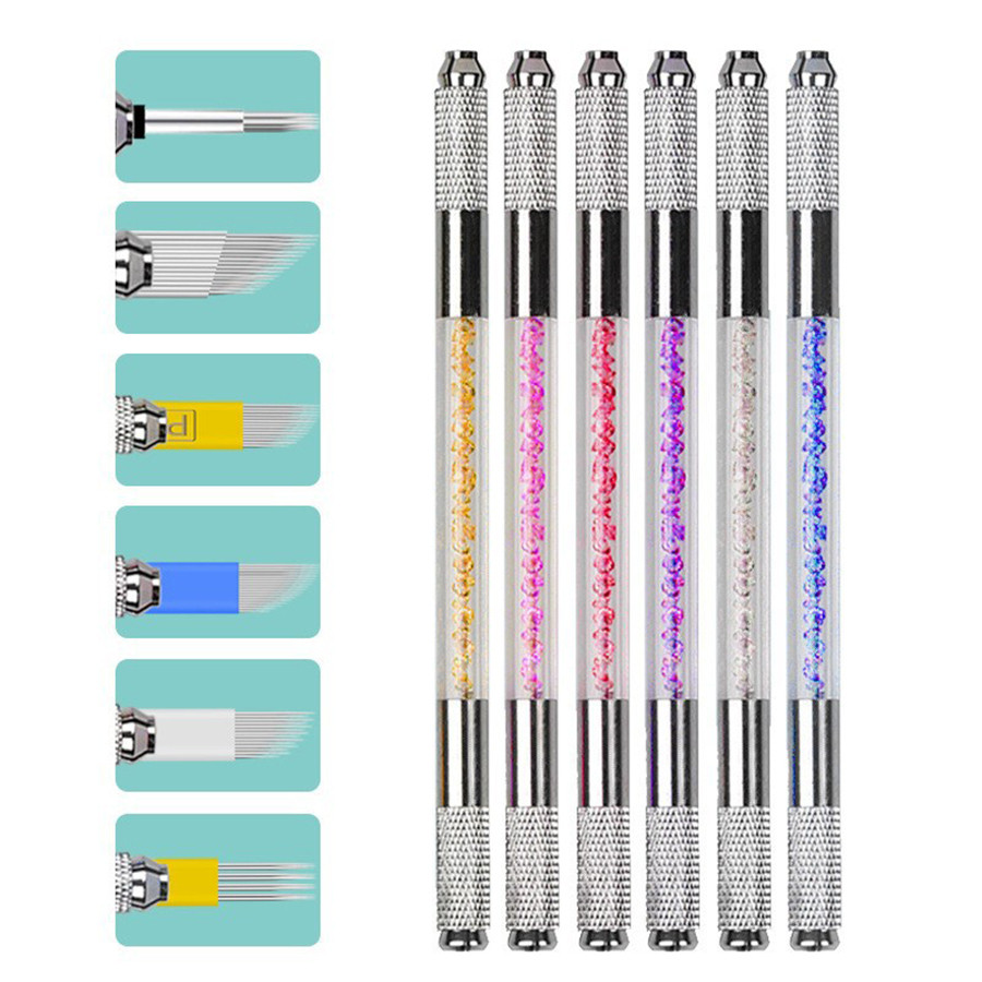 Caneta Tebori Para Micropigmentação Designer De Sobrancelhas Ponta Dupla