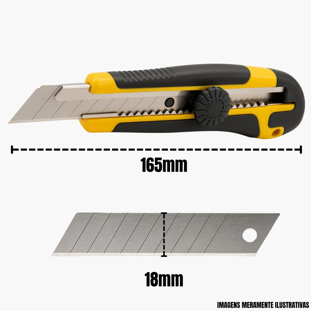 Estilete Profissional 18mm Emborrachado Ergonômico Com Trava de Segurança e Lamina Segmentada · foto 2