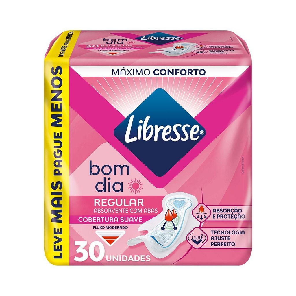 Absorvente com Abas Ultrafino Bom Dia Libresse 30 unidades em Oferta na Shopee