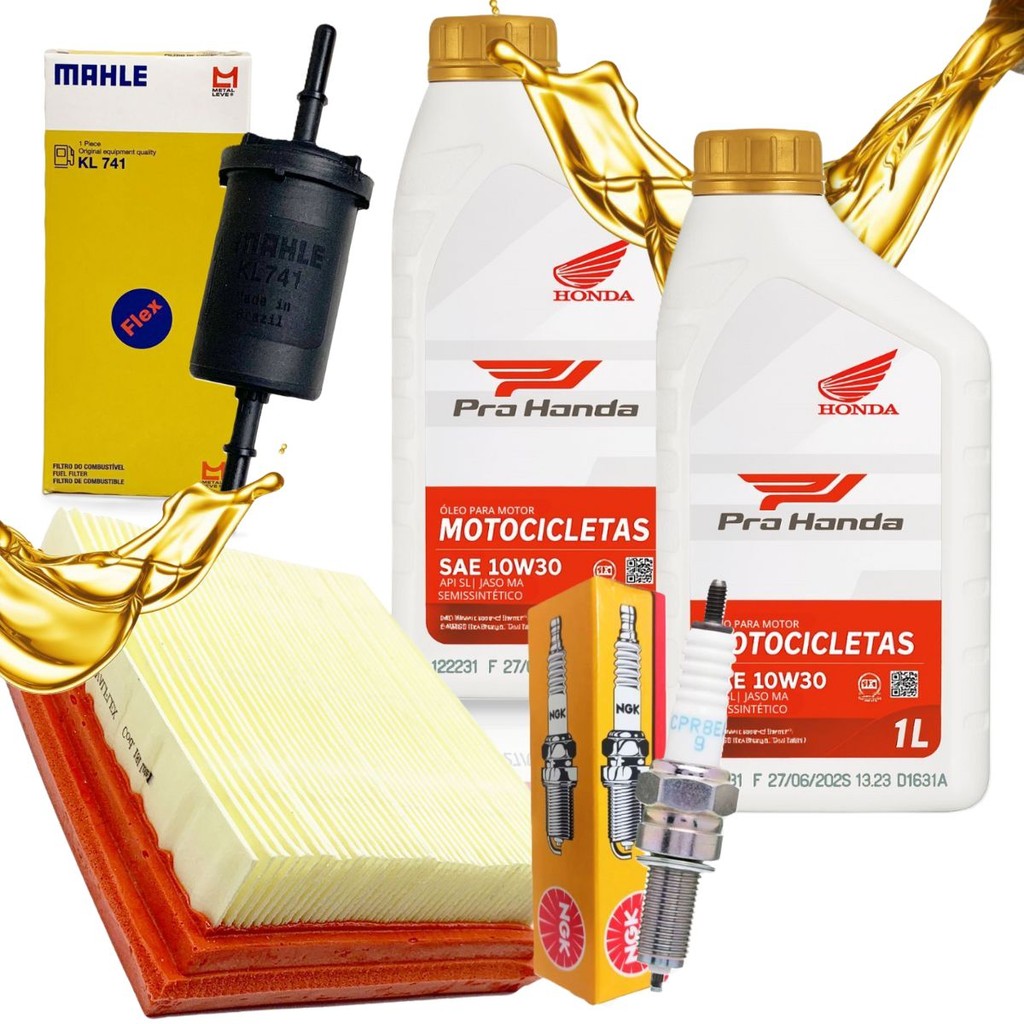 Kit Revisão Nxr 160 Bros / Xre 190 Troca Óleo Honda 10w30 Filtros e Vela Ngk em Oferta na Shopee