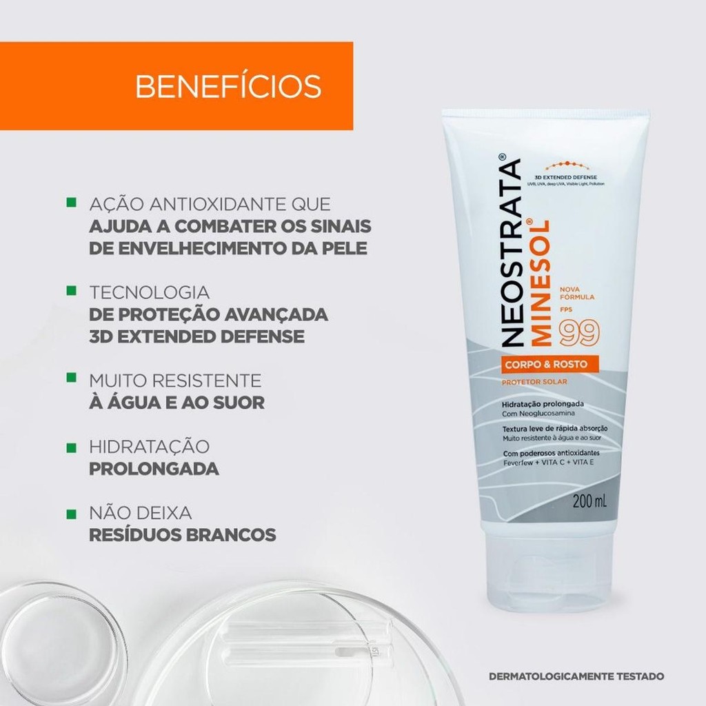 Protetor Solar Corpo e Rosto Antioxidante NEOSTRATA® MINESOL® FPS 99, 200mL — imagem 2 de 2