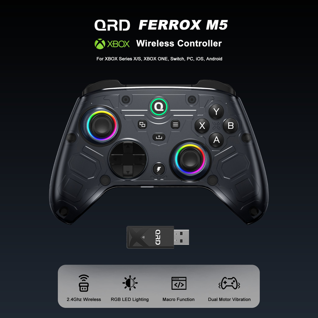 Qrd Ferrox M5 Xbox Controller Gamepad Sem Fio para Console de Jogos Series X S One , com Joystick de Efeito Hall
