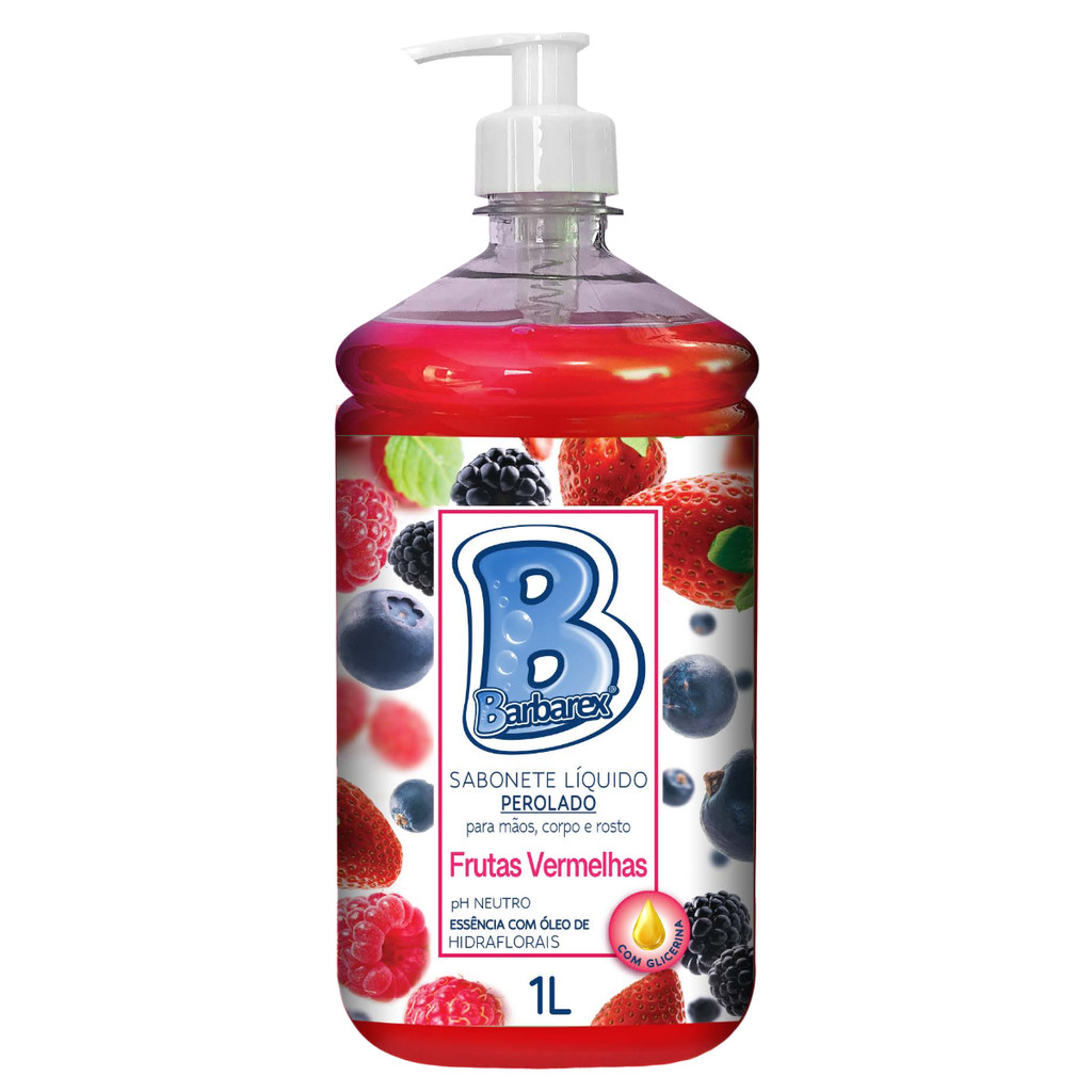 Sabonete Líquido Perolado Frutas Vermelhas Barbarex 1 litro em Oferta na Shopee
