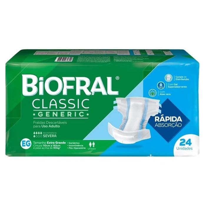 Fralda Geriátrica Descartável Biofral Classic Generic EG Com 24 Unidades em Oferta na Shopee