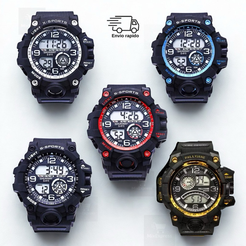 Relógio Masculino Digital Esportivo Cronômetro Militar – Esportivo, LED e Super Resistente!