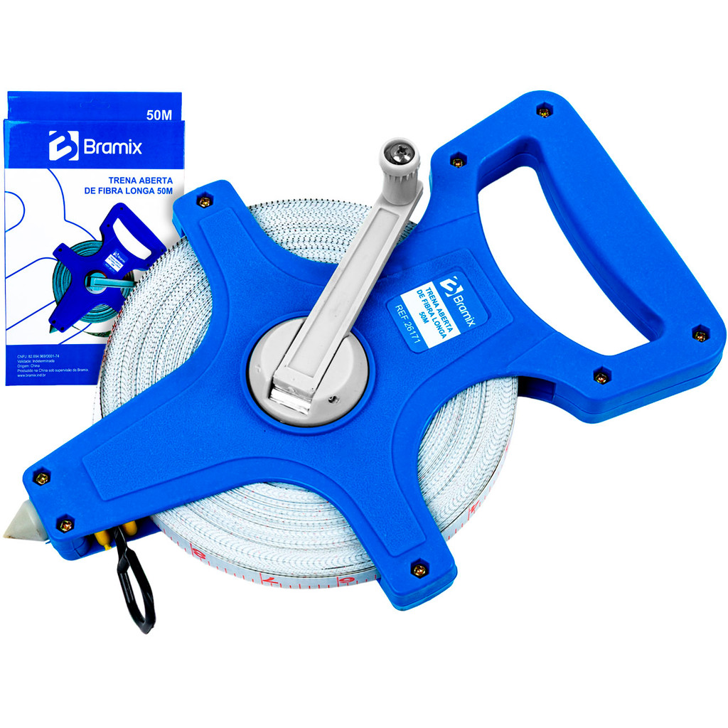 Trena De Medição Longa Aberta De Fibra 50 M Bramix P/ Construção Topografia Uso Domestico Alta Resistência	 em Oferta na Shopee