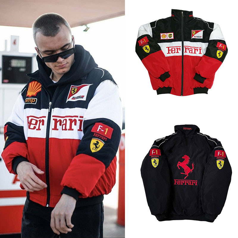 F1 Manga Longa Corrida Retro Motocicleta Equipe Ferrari Outono E Inverno Algodão em Oferta na Shopee