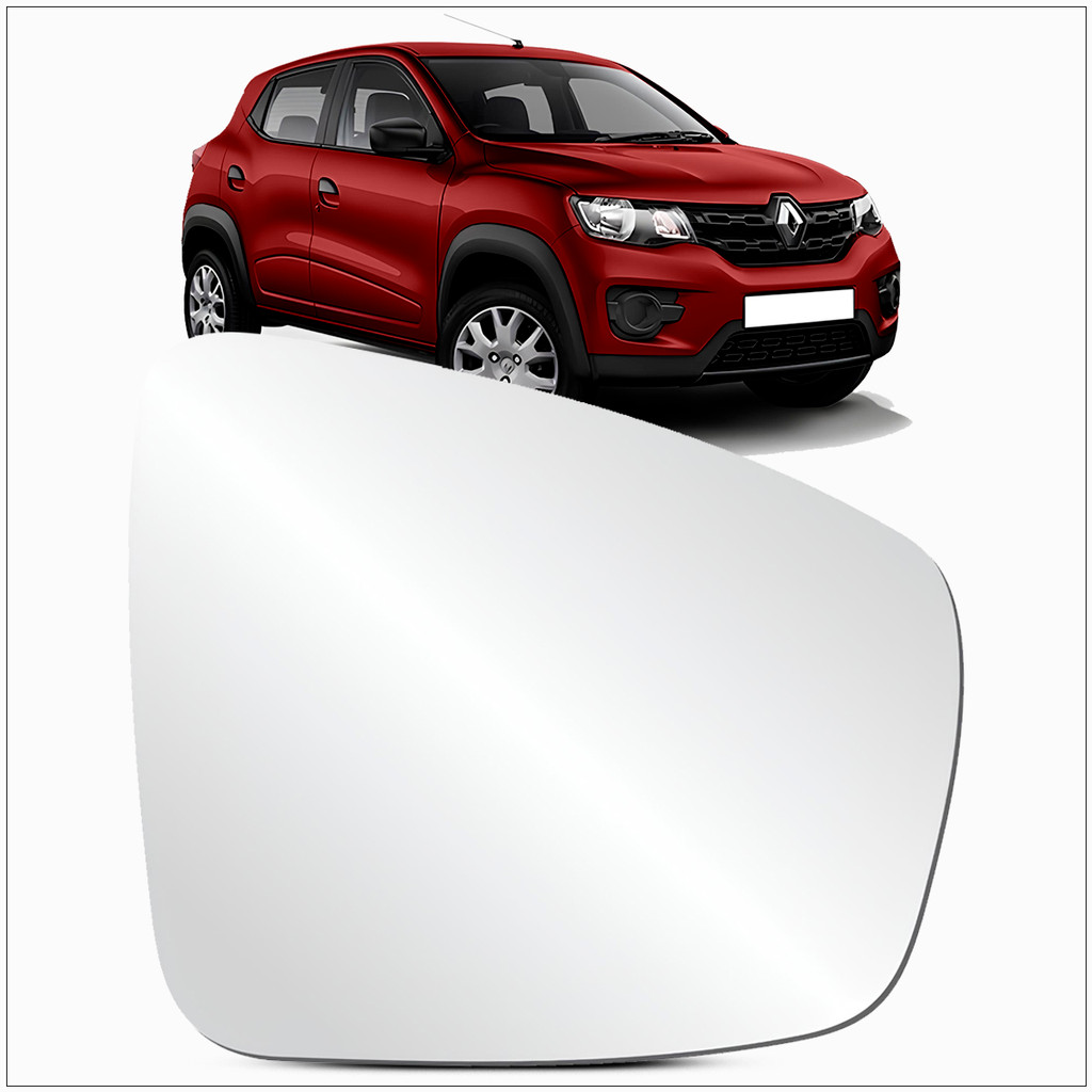 Lente Espelho Vidro Retrovisor Metalizada Com Base Fixada Kwid 2017 a 2025