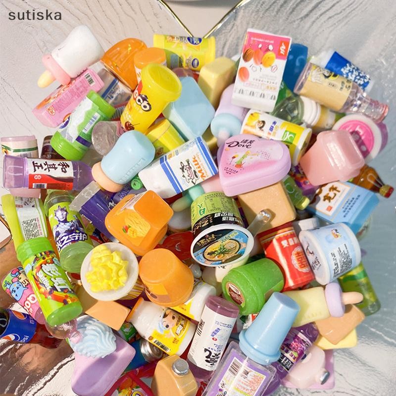 sutiska 5 Peças Casa De Bonecas Em Miniatura Fofa Supermercado Comida Lanches Bolo Bebida Para Boneca Acessórios De Cozi