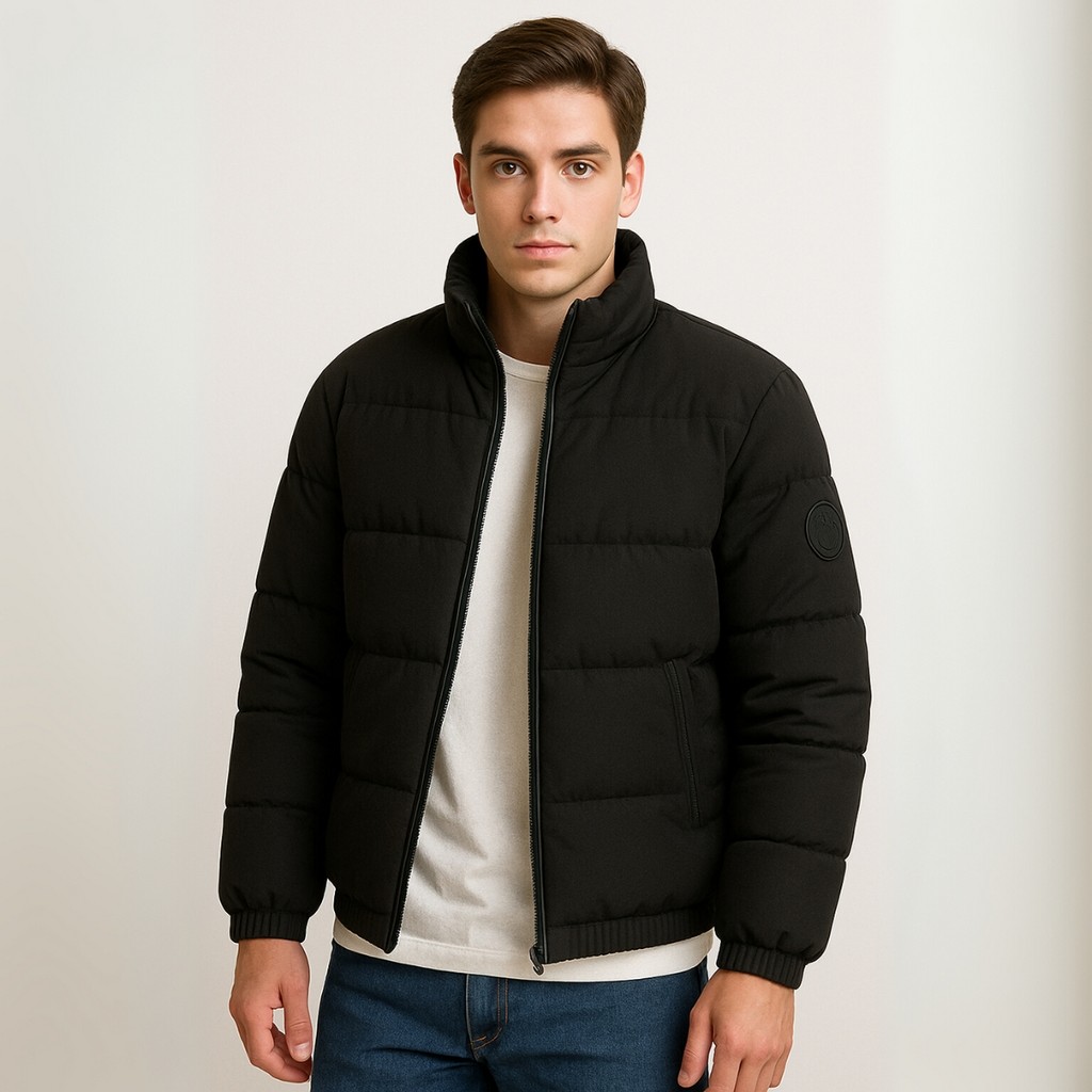 Casaco Masculino Jaqueta Puffer Inverno Bobojaco Gola Alta Zíper Forrada Reforçada Premium Bolso