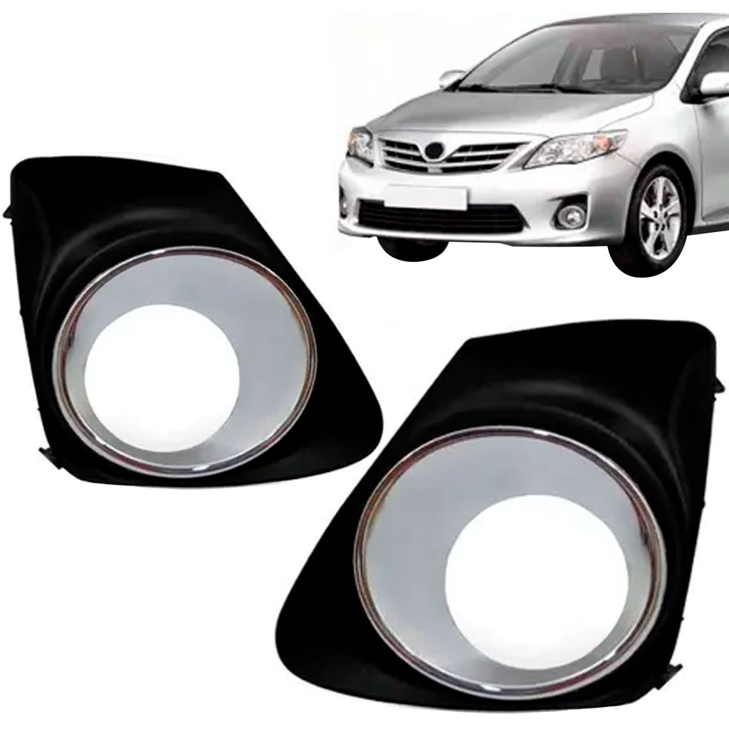 Grade Moldura Milha Corolla 2014 2015 2016 2017 Com Furo Moldura Cromada
