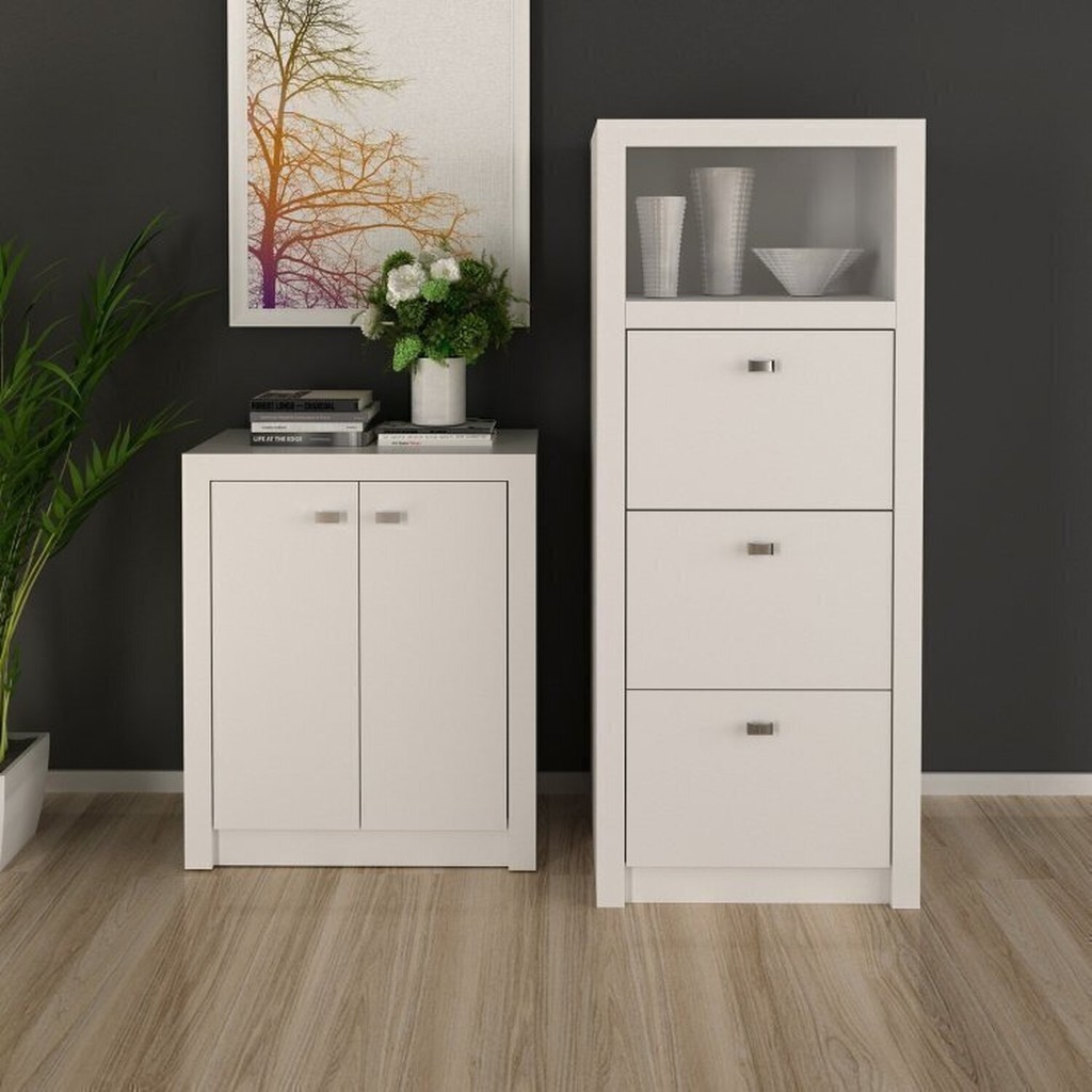 Kit 2 Peças com Armário Baixo Me4103 e Gaveteiro Arquivo Me4118 Espresso Móveis Branco em Oferta na Shopee