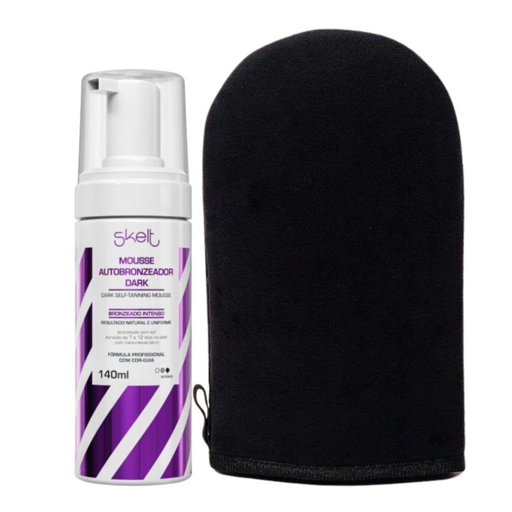 MOUSSE AUTOBRONZEADOR DARK INTENSO 140ML + LUVA APLICADORA SKELT