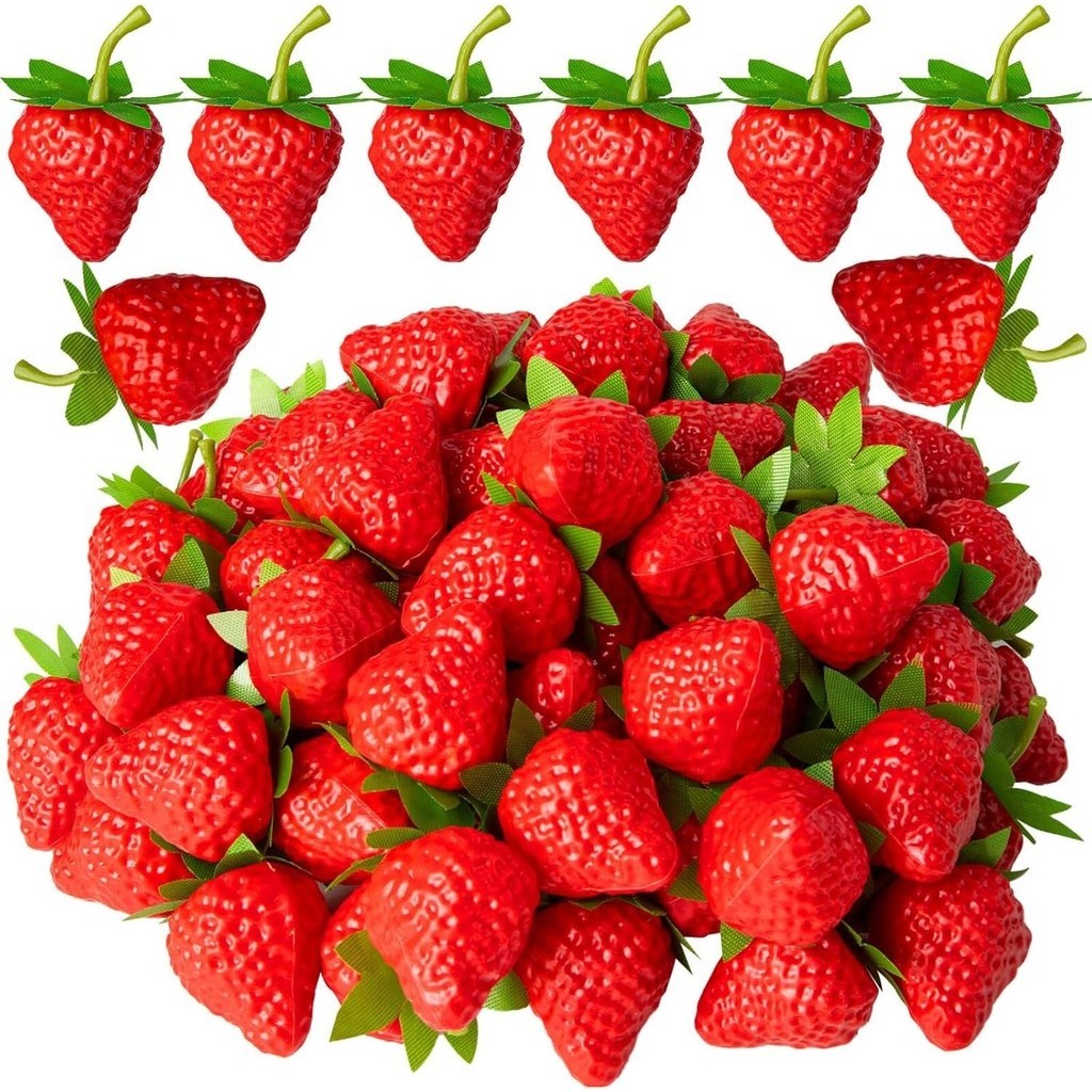 5/10PCS Morangos Artificiais Frutas Plásticos Para Bolo De Casamento De Natal Home Cozinha Decoração Fotografia Propaganda Fake Strawberry em Oferta na Shopee