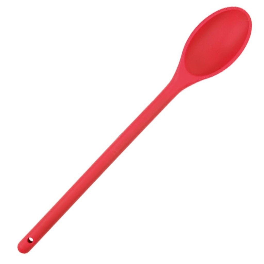 Colher de Silicone Funda em Metal e Silicone Vermelha Resistente 38x6x2,5cm 1Un