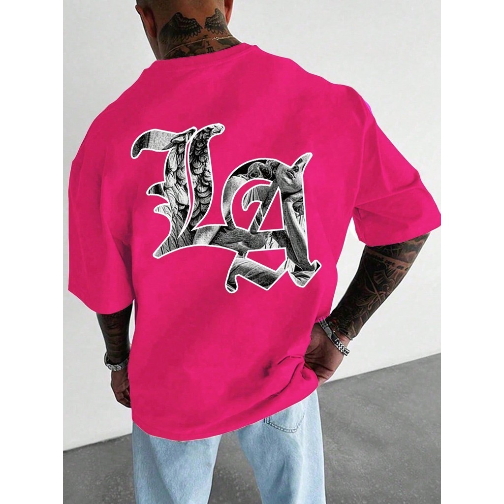 Camiseta Masculina Lançamento Casual de Verão com gola Redonda e Mangas Curtas com Estampa de Letra Envio 24 Horas