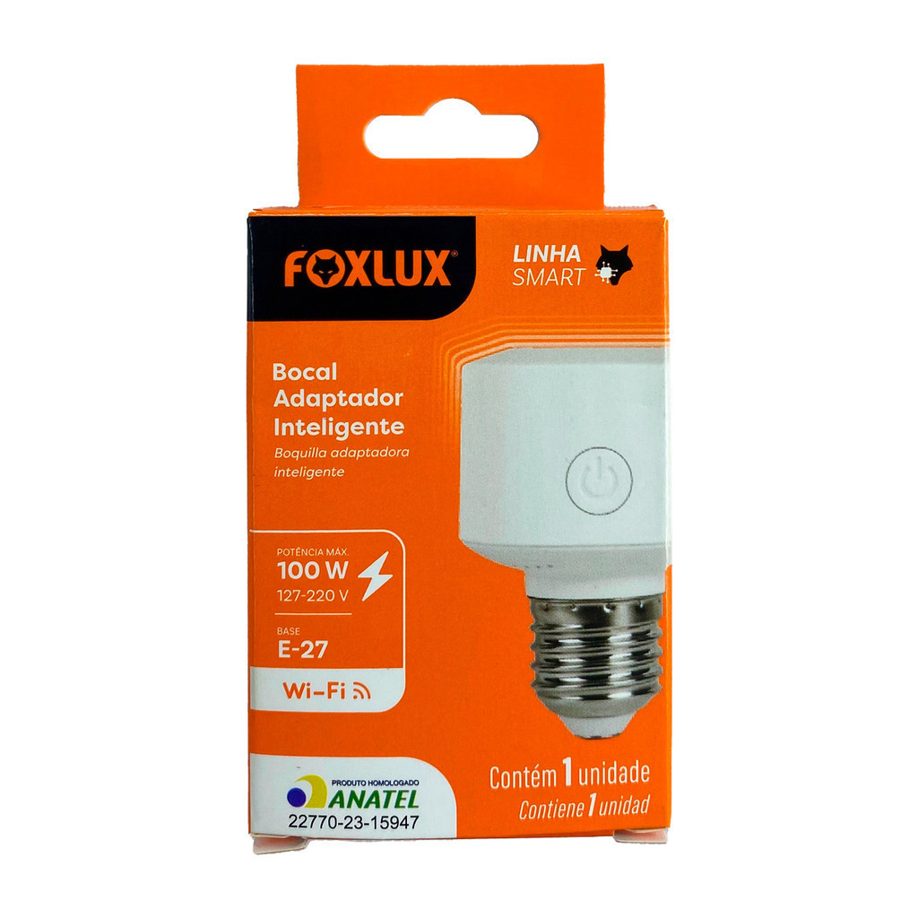 Detalhes do Bocal Adaptador Inteligente Foxlux E27 100W Bivolt Para Automação de Iluminação