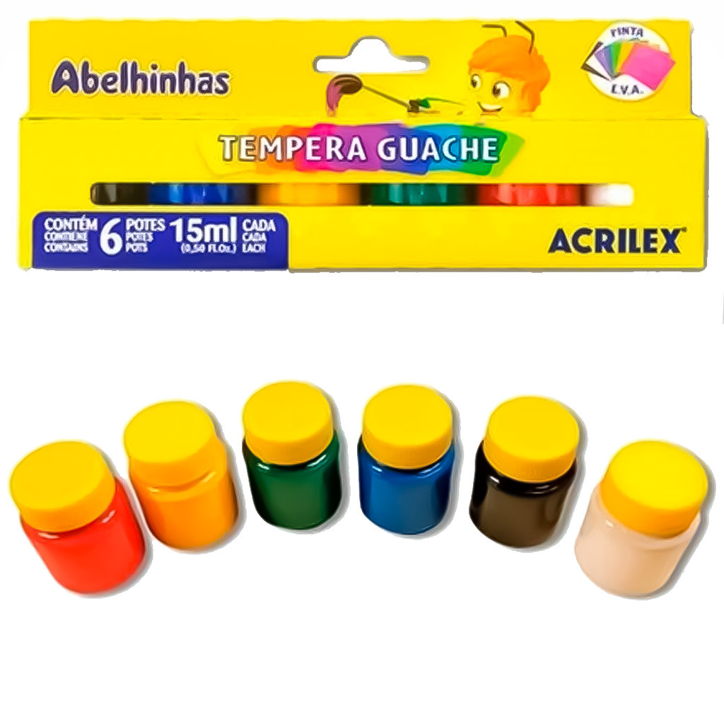 Tinta Guache Pintura 6 Cores 15ml Acrilex Escolar Trabalho Criança em Oferta na Shopee