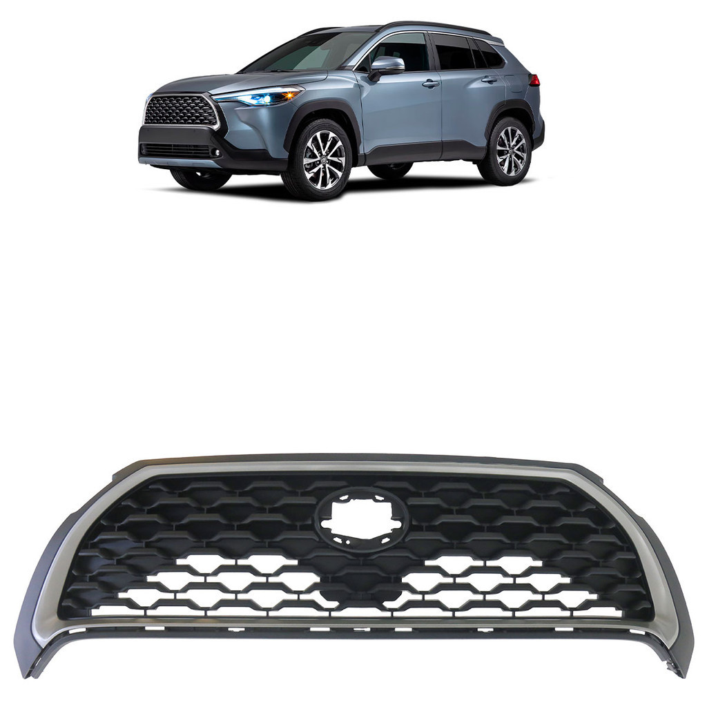 Grade Central Corolla Cross 2021 2022 2023 Preto Liso Moldura Cinza