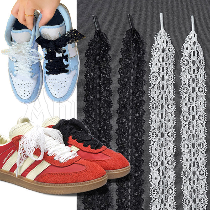 2 Pares De Cadarços Ocos De Renda-Elegantes , Coreanos , Florais Doce-Cordão Elástico-Acessórios Para Sapatos De Lona De