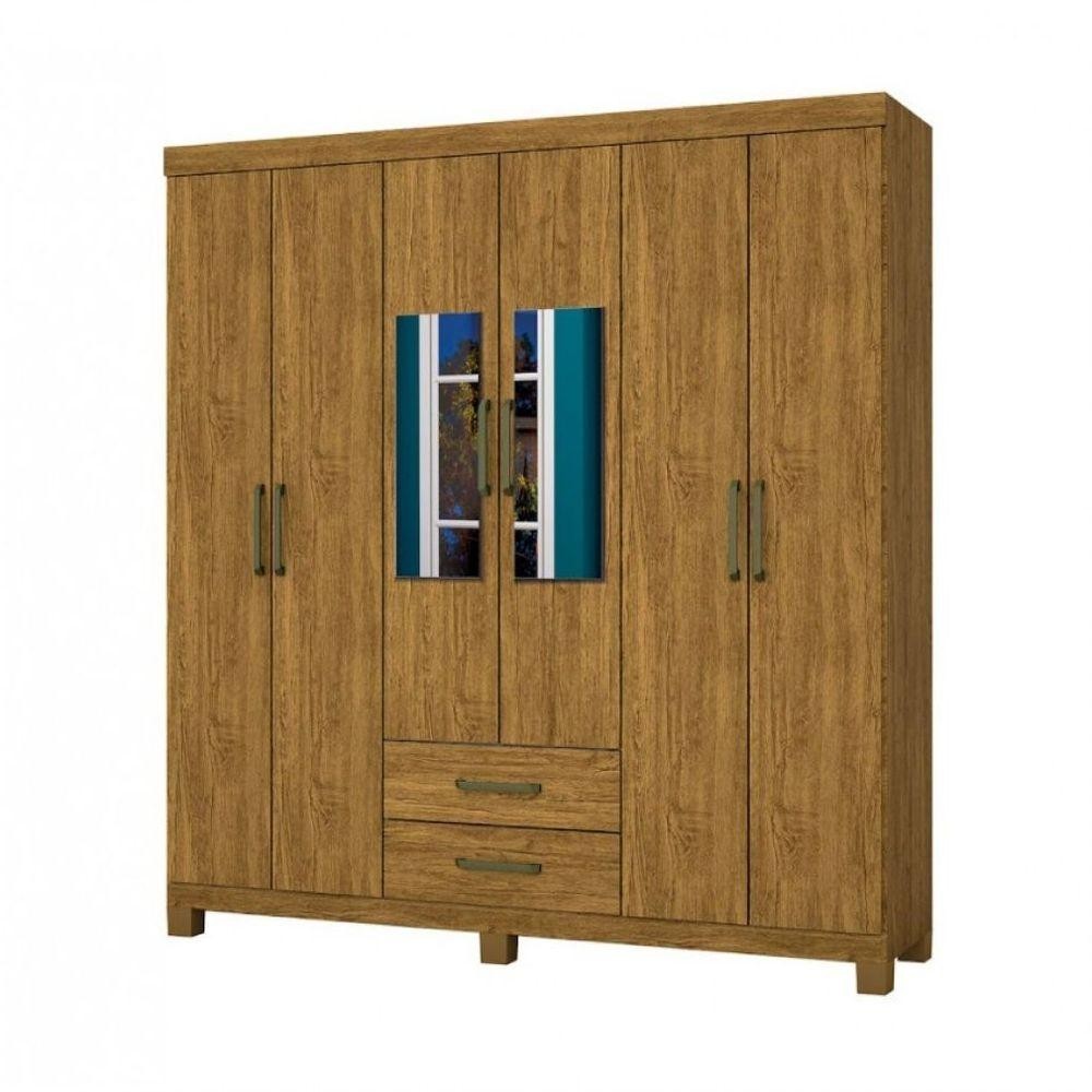 Guarda Roupa Casal 6 Portas Carioca Móveis Freijó em Oferta na Shopee