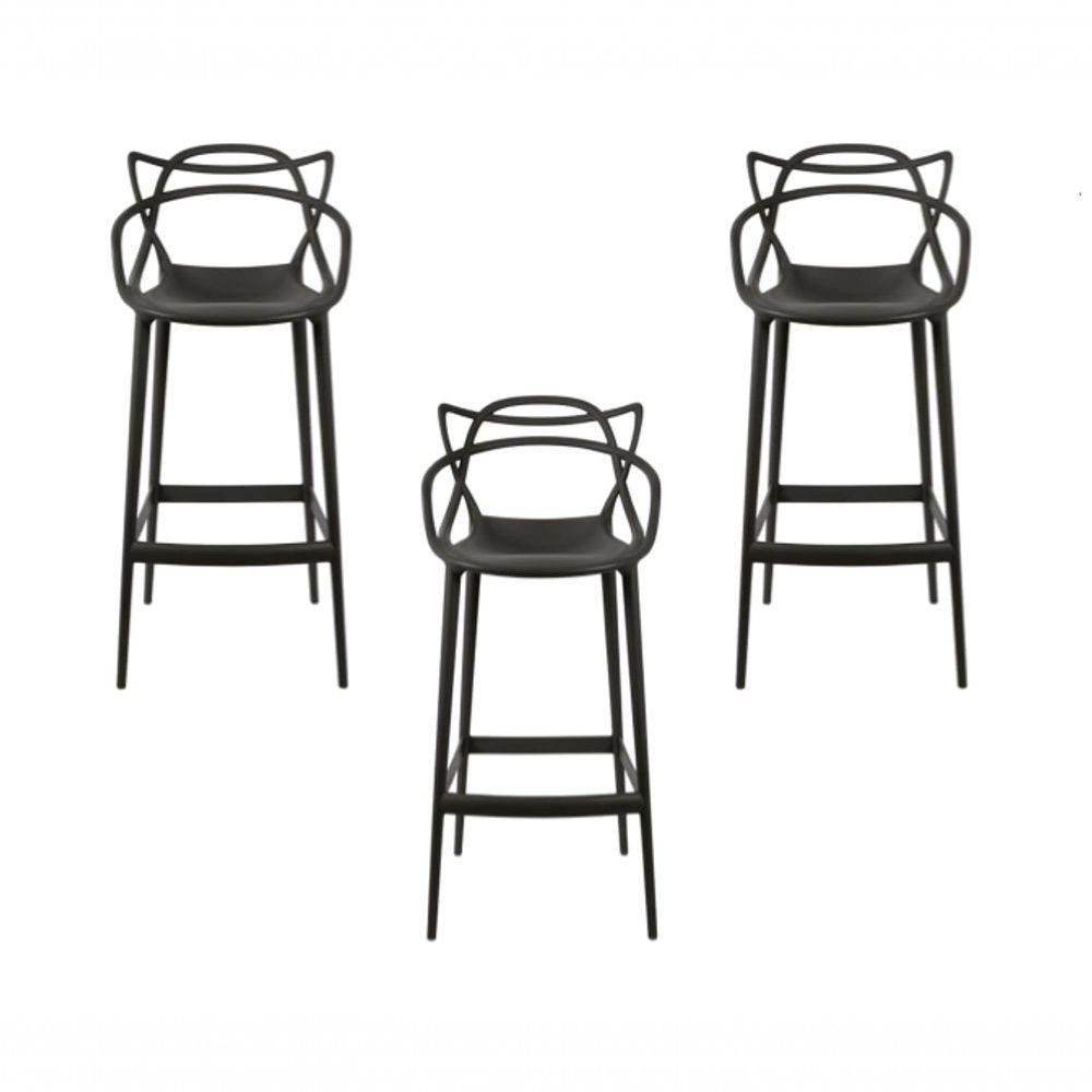 Conjunto C-3 Banqueta Allegra Alta Master Preta Cozinha Americana Balcão Polipropileno em Oferta na Shopee