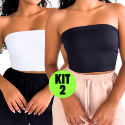 Kit 2 Top Cropped Feminino Tomara que Caia Elegante Festa Moda Balada Versátil Casa Look