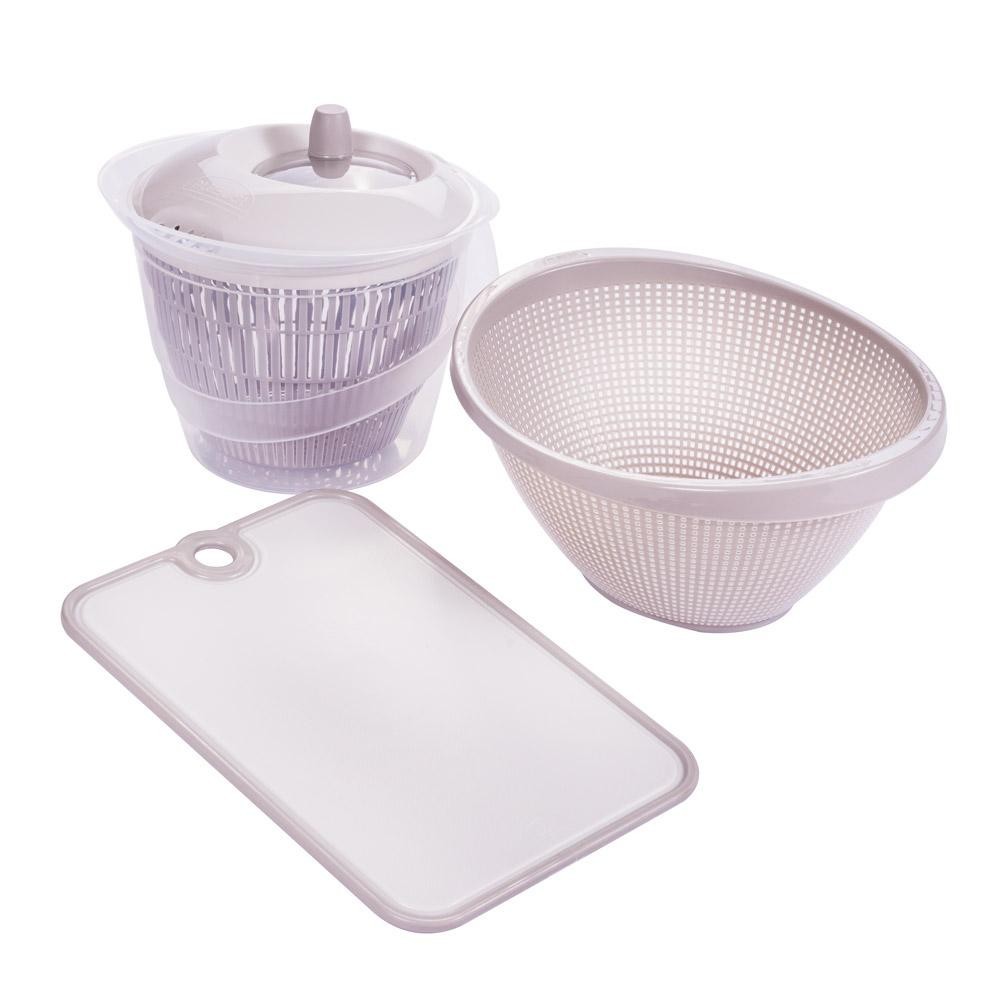Kit Utensílios 3 Peças Secador Tábua Escorredor Plasútil